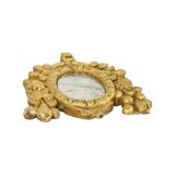 Petit miroir ancien patiné en bois doré du XIXe siècle