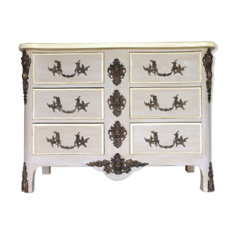 Curved chest of drawers 6 drawers of style xviiith patinated mole