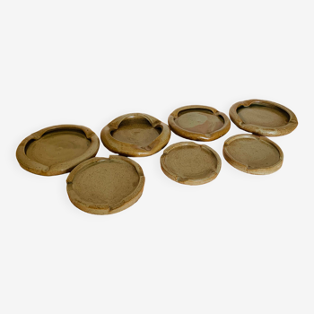 Set of 7 stoneware ashtrays