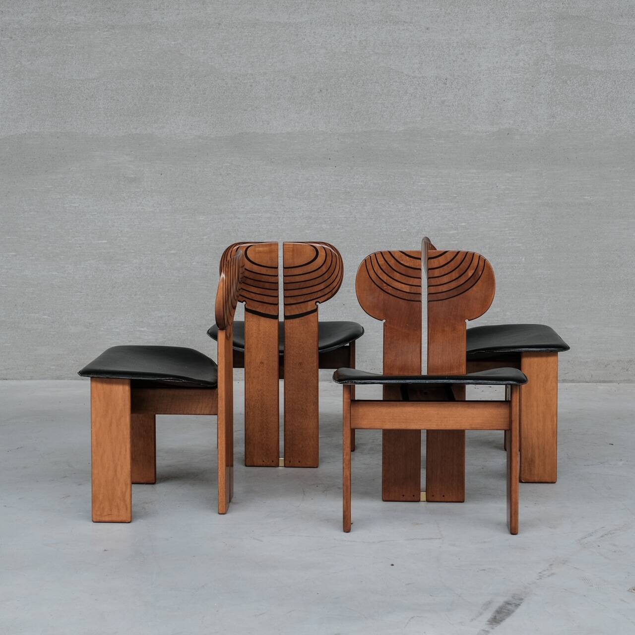 Set of Four 'Africa' Mid-Century Italian Dining Chairs by Scarpa