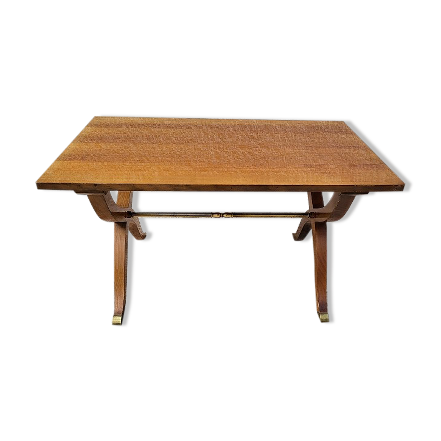 Table basse style bateau en acajou blond