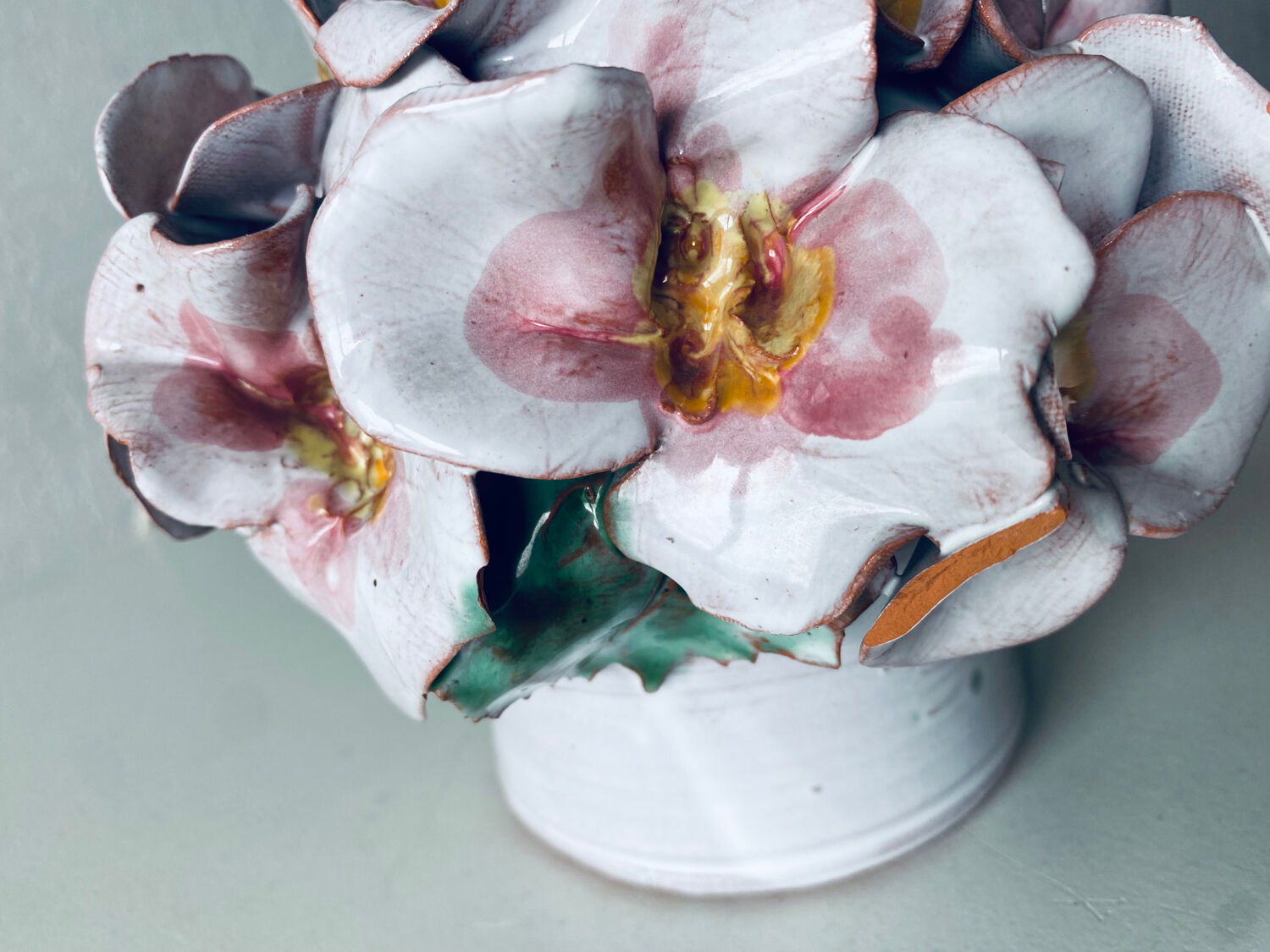 Terracotta lamp flower in relief