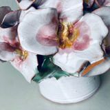 Terracotta lamp flower in relief