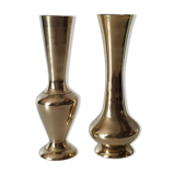 Duo of soliflores in vintage gilded brass