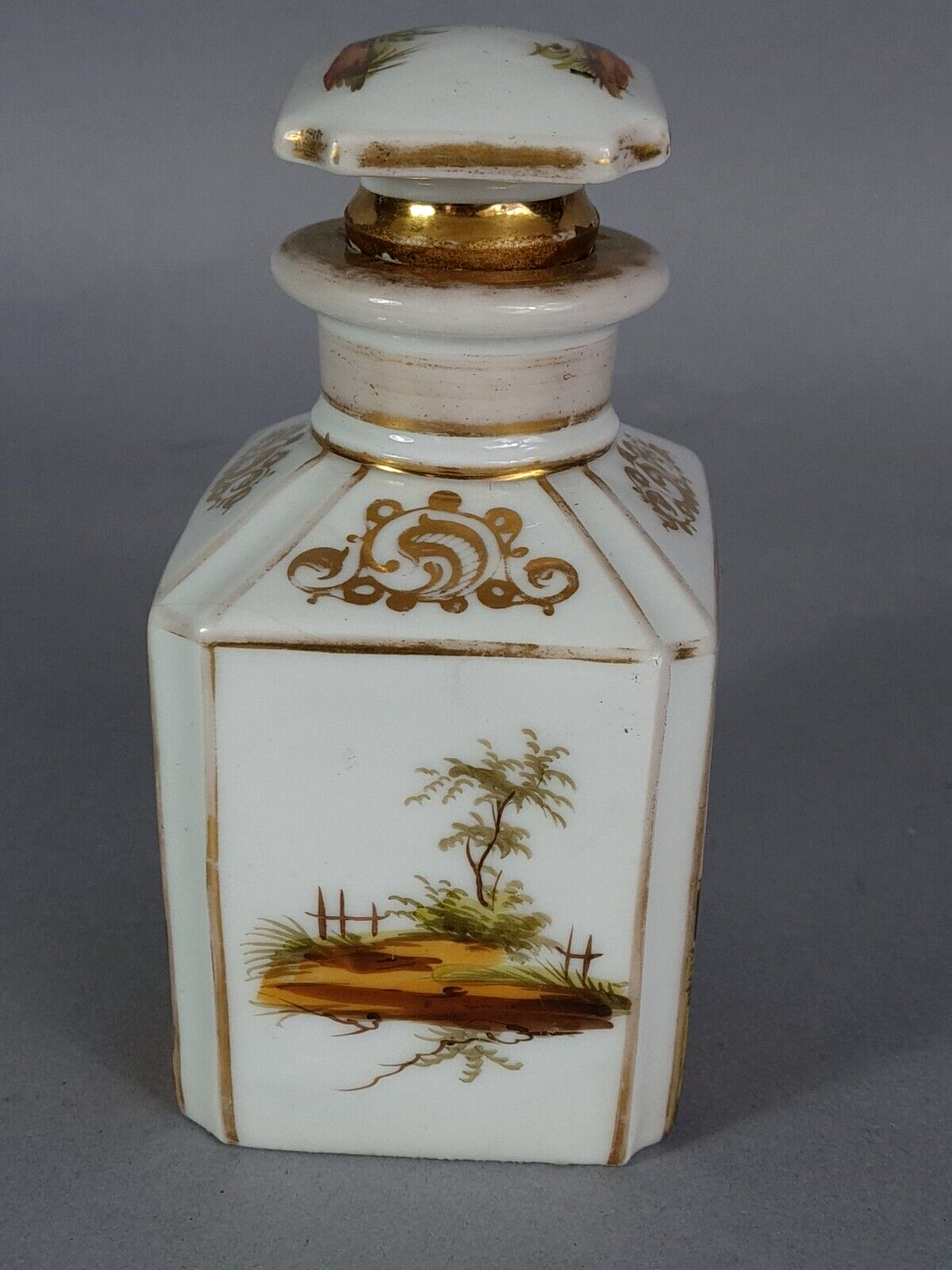 Porcelain bottle old Paris marine & bucolic decoration nineteenth century SB