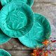 Set of 6 vintage green earthenware plates