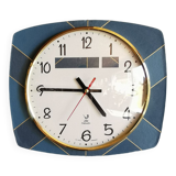 Vintage formica clock rectangular silent wall clock "Jaz golden blue"
