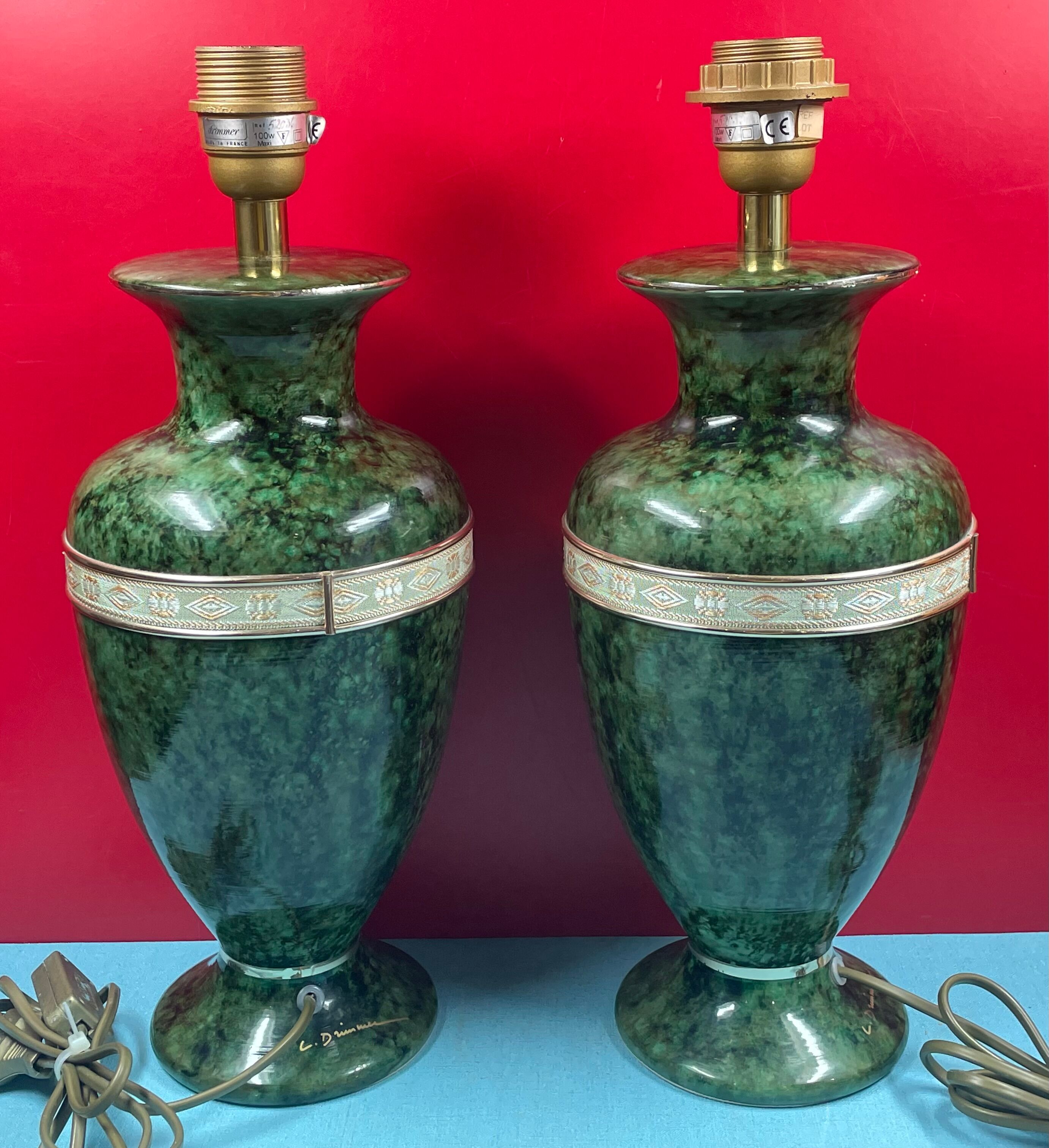 Pair of Louis Drimmer baluster lamps, Regency style, 1970-1980