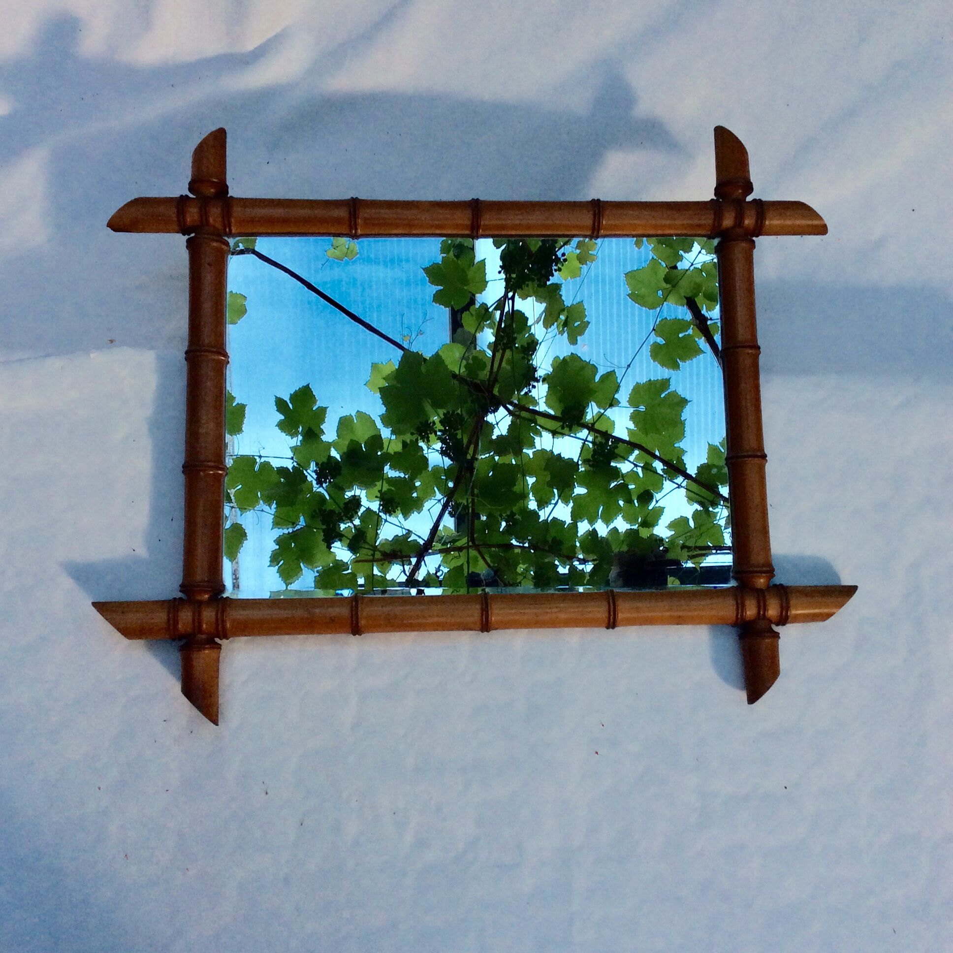 Old bamboo mirror 1950s - 38x49
