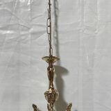 Polished Solid Brass Pendant Chandelier with Three Arms