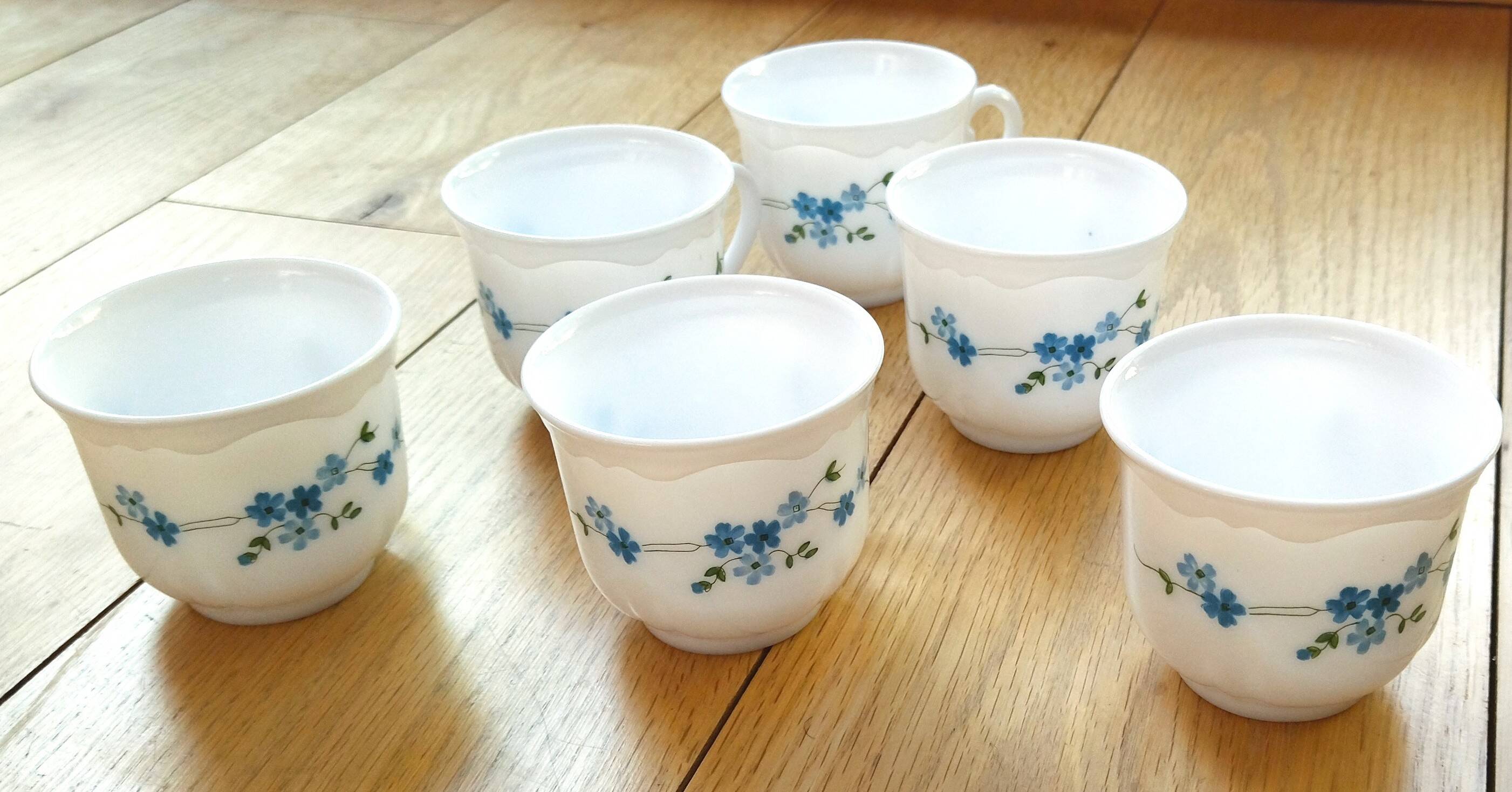 Set of 6 coffee cups model Véronica, forget-me-not