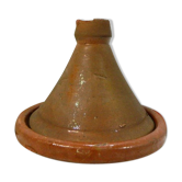 Tajine en terre cuite avec couvercle, fait à la main, vintage