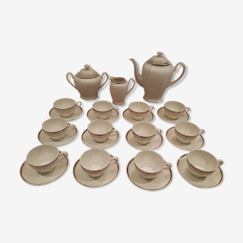 Complete art deco service in Limoges porcelain 12 cups