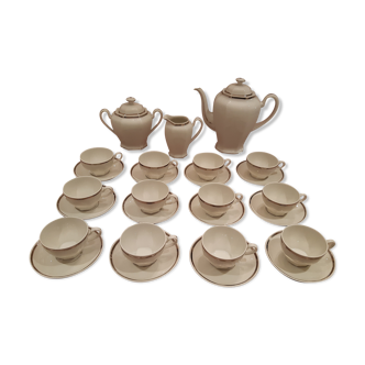 Complete art deco service in Limoges porcelain 12 cups