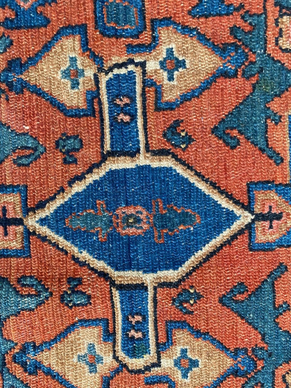 Senneh handmade ancient Persian Oriental carpet 102x139 cm