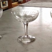 3 champagne glasses in cut glass