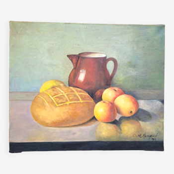 Tableau huile sur toile nature morte aux fruits