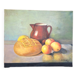 Oil painting on canvas still life with fruit