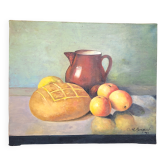 Oil painting on canvas still life with fruit