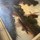 HST painting "Animated landscape at dusk" 19th century