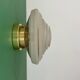 Old glass globe wall/ceiling light in frosted white and gold.