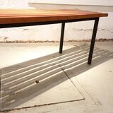 Bench / coffee table with slats structure wrought iron 1960s