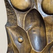 Wall Panel Carved Wood Relief Wall Art, Mid-20th Century, 55 × 20 × 5 cm