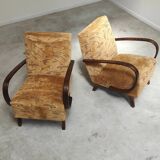 Pair of Art Deco H410 Type C armchairs by Jindrich Halabala for UP Zavody