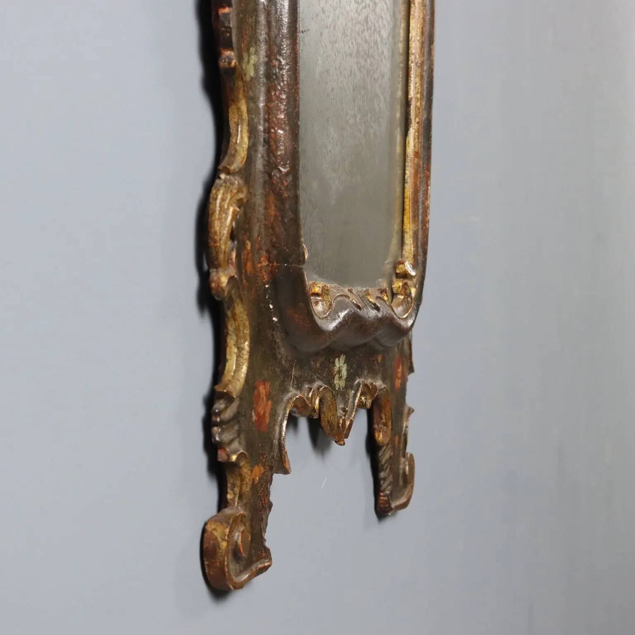 Antique lacquered wooden mirror, Italy, late 19th century.