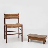 Charmant tabouret d'église rustique en bois, France vers 1900