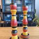 Polychrome turned wooden candlesticks