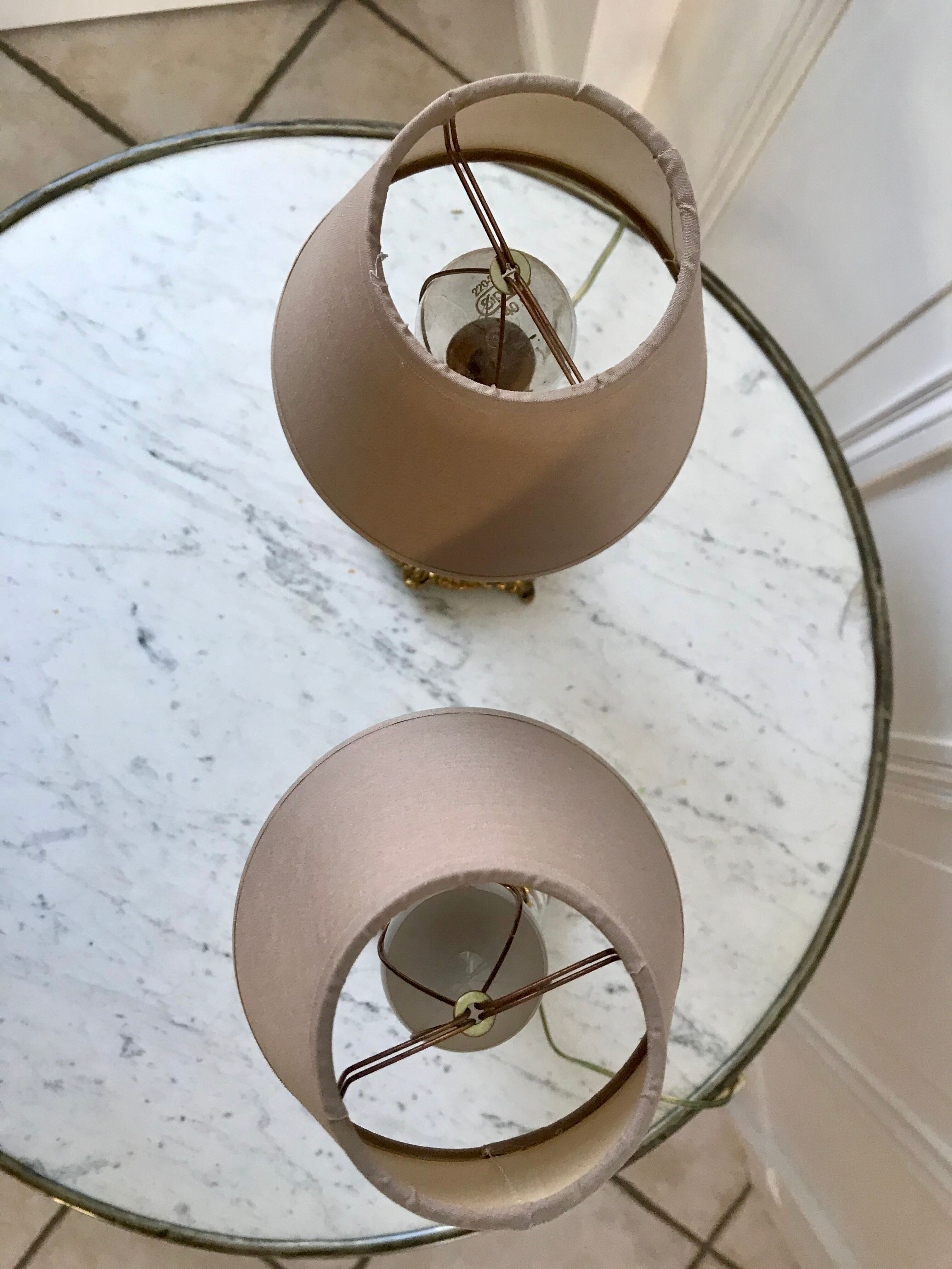 Pair of table lamps in bronze and glass early twentieth century