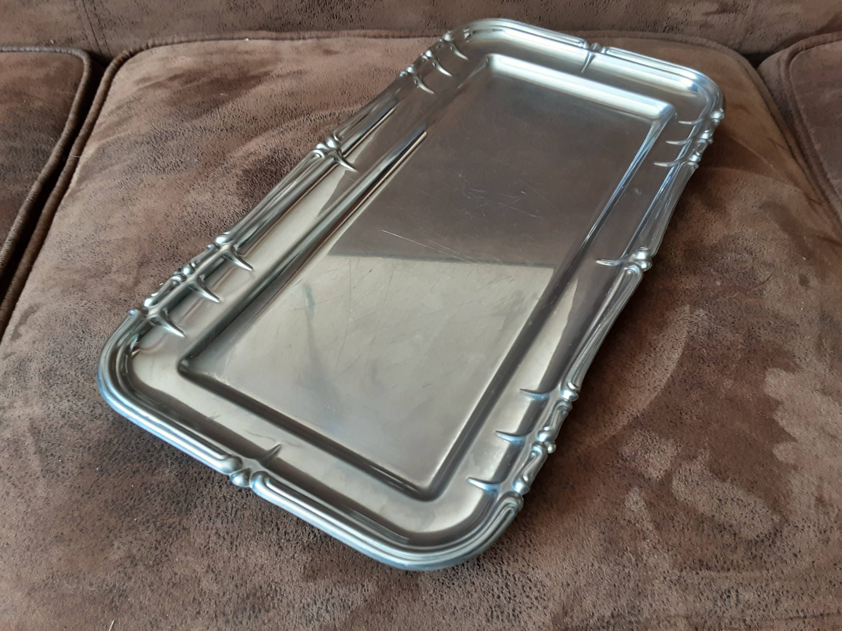 Silver-colored metal tray