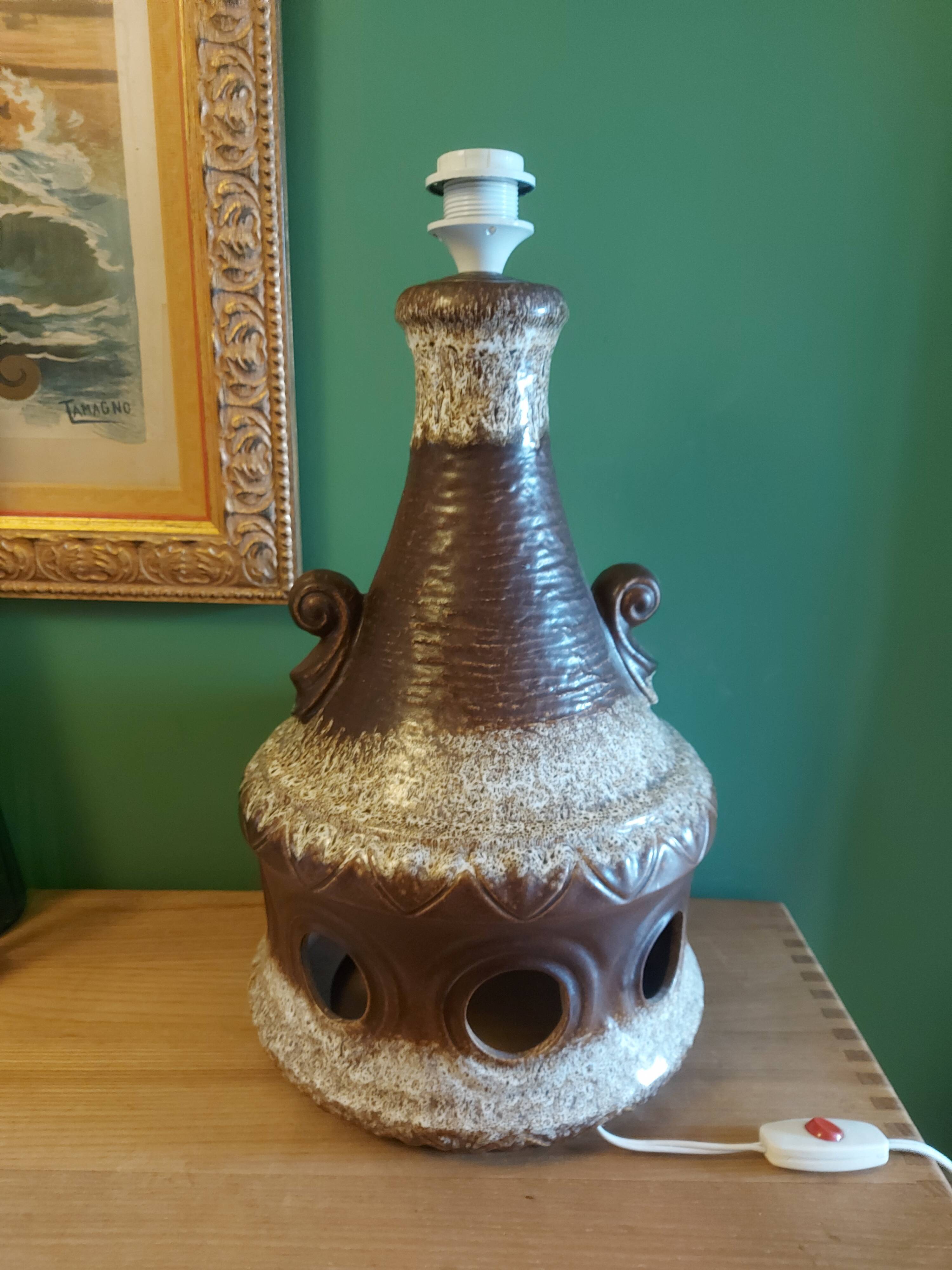 Large vintage ceramic lamp stand70'S