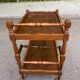 Solid wood service trolley on wheels