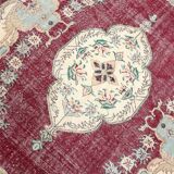 7x10 Persian Burgundy Beige Vintage Rug, 201x323Cm