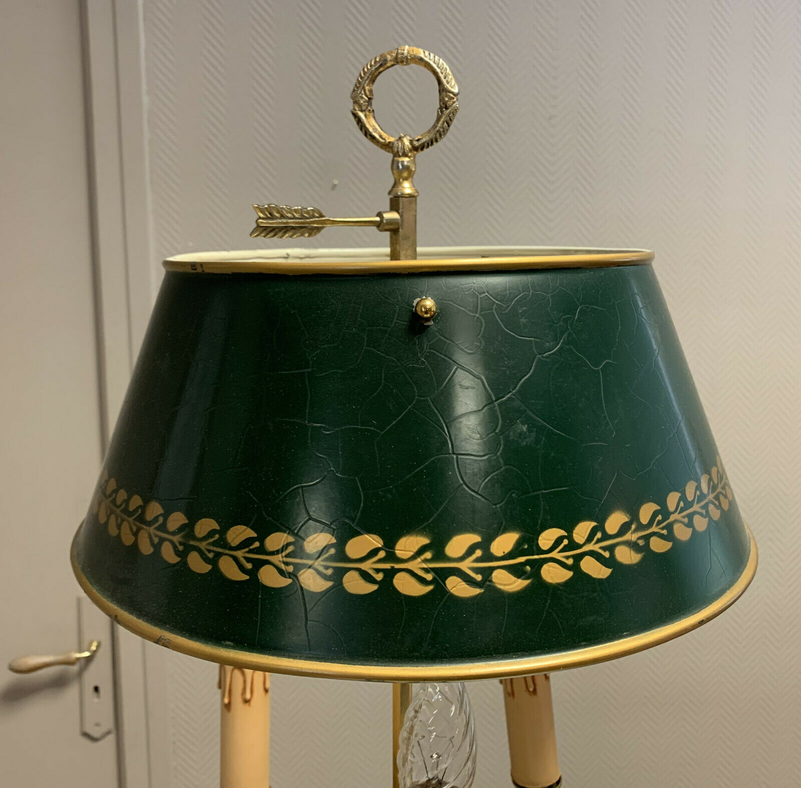 Empire hot water lamp in gilded bronze and painted sheet metal