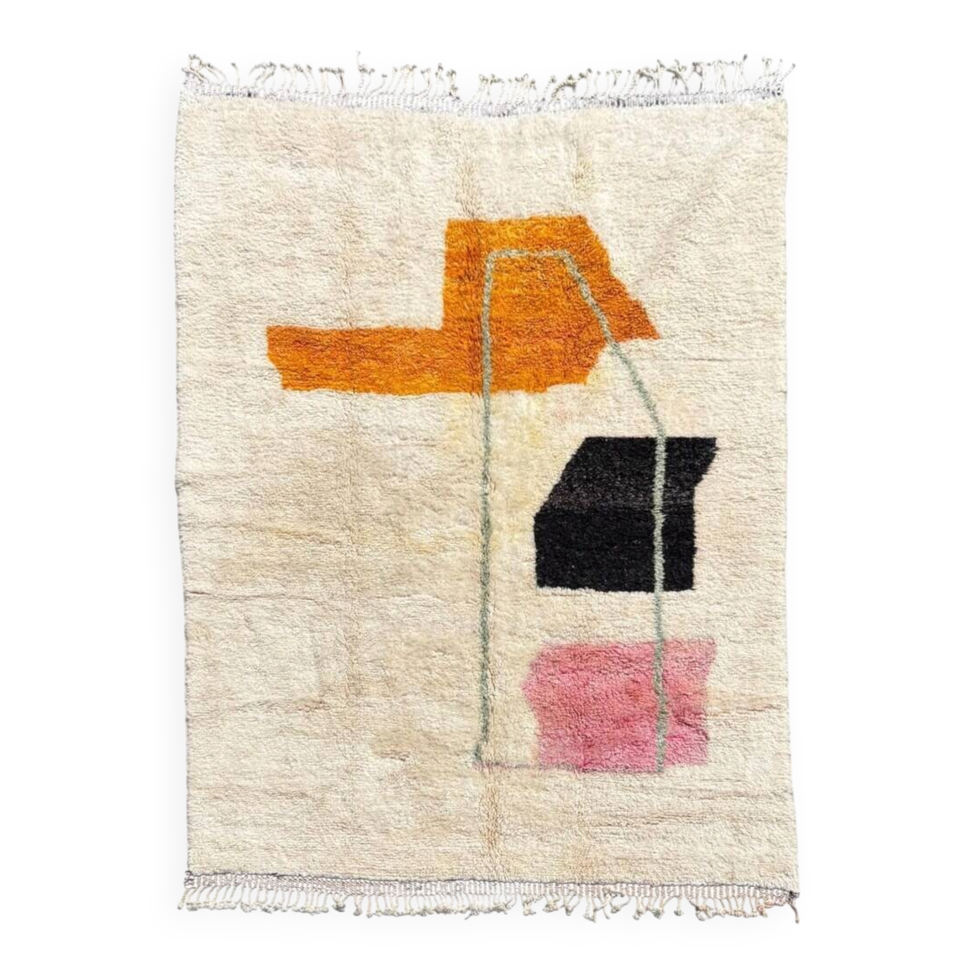 Grand tapis marocain - tissé à la main en pure laine berbère - 3X2m