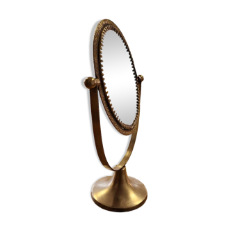 Brass standing mirror