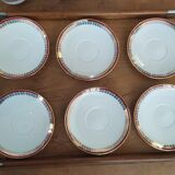 6 Pillivuyt pink and gold porcelain coffee cups