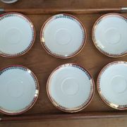 6 Pillivuyt pink and gold porcelain coffee cups