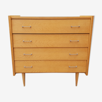 Chest of drawers in light oak 1960