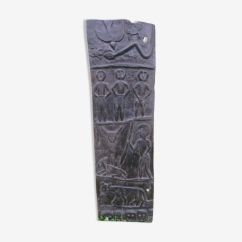 Porte antique Naga en bois décorée de motifs animaliers