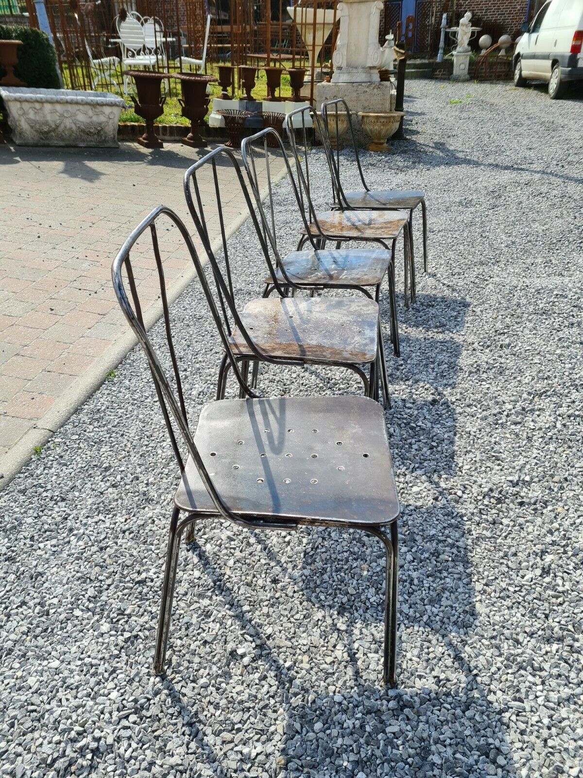 industrial iron chairs x 5