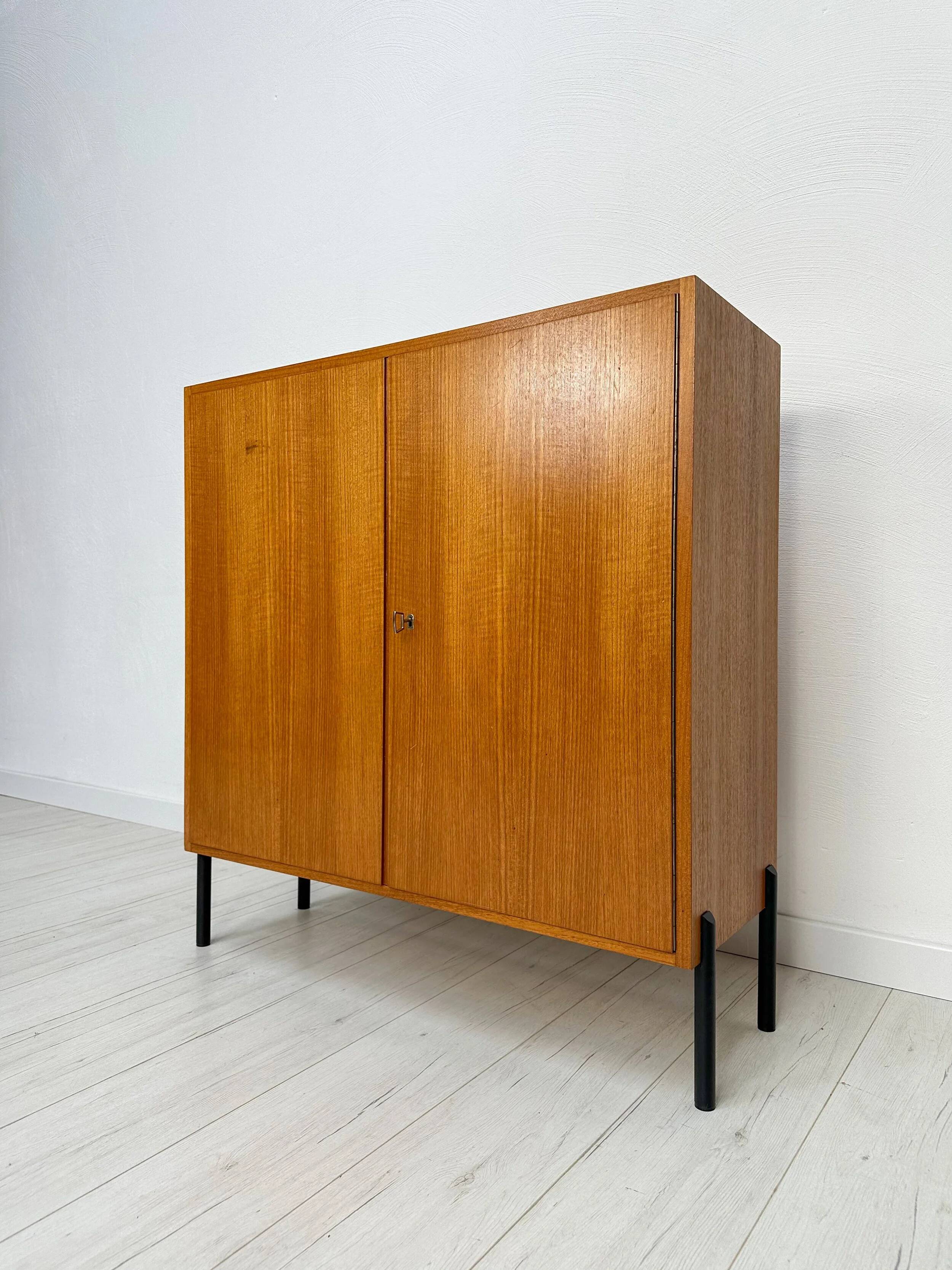 1960s Small Vintage Teak Dresser with Metal Legs