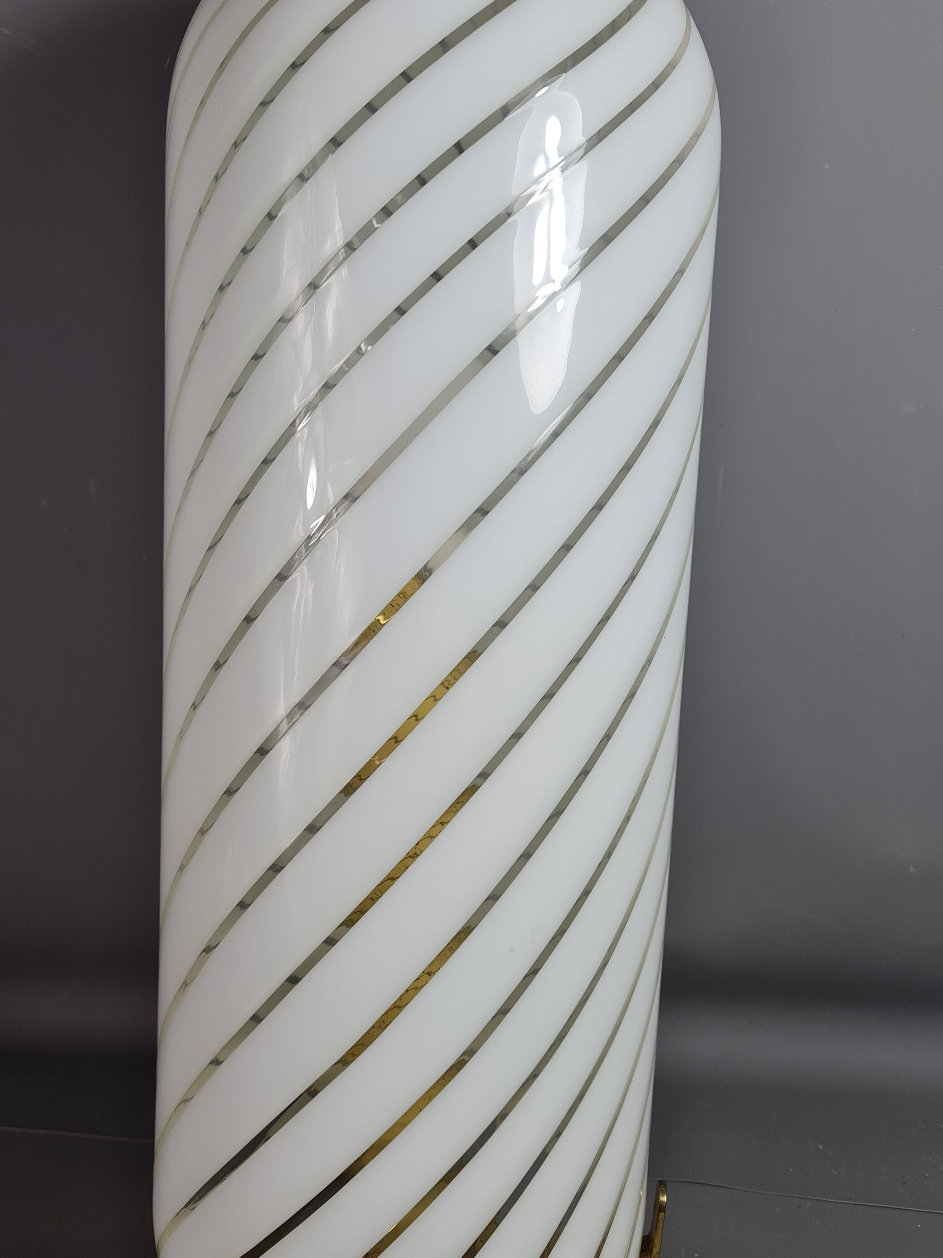 Table lamp blown glass & gold metal Italy vintage 70/80s