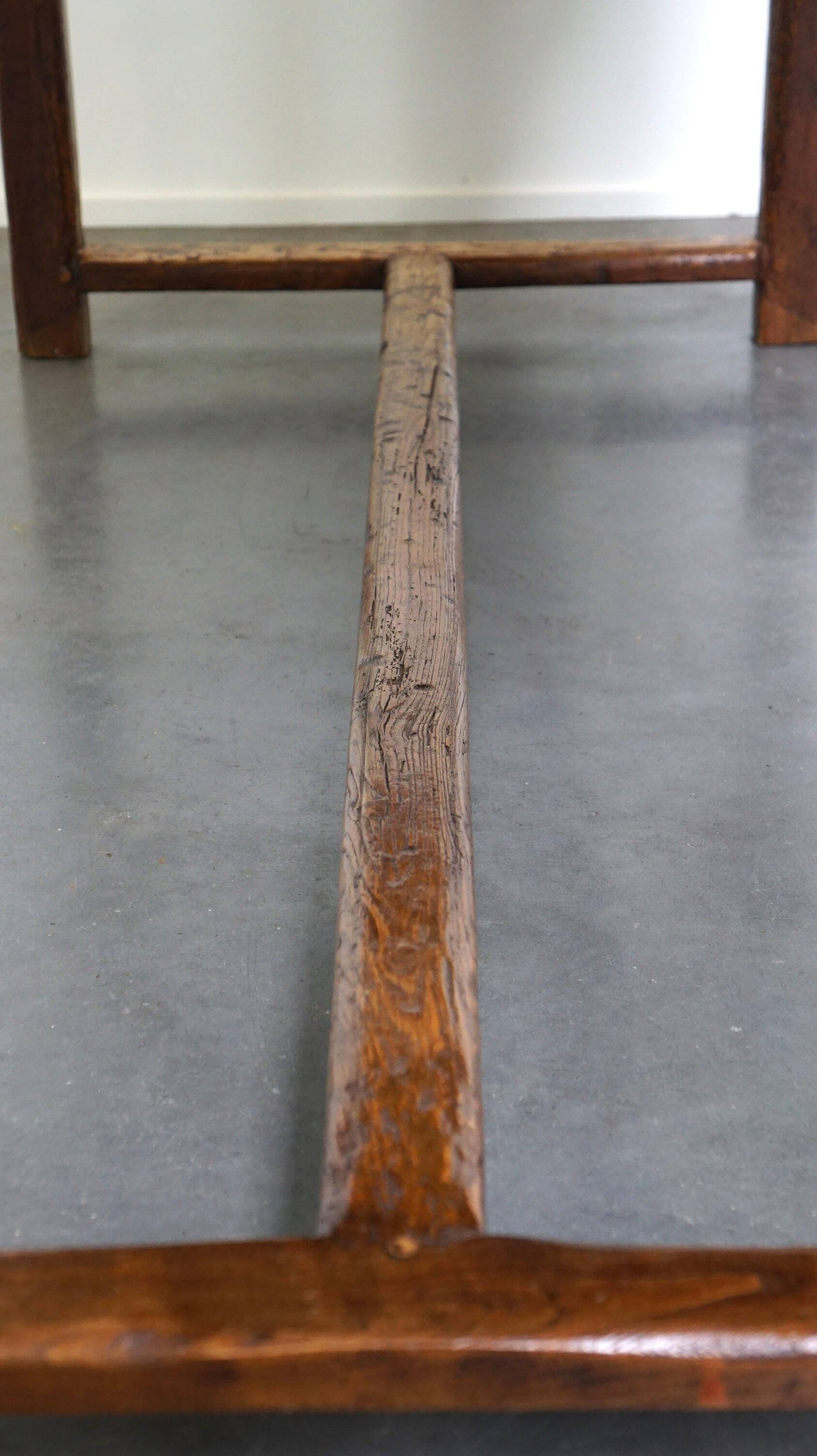 Beautiful antique French dining table with perfect dimensions and handy hooks
