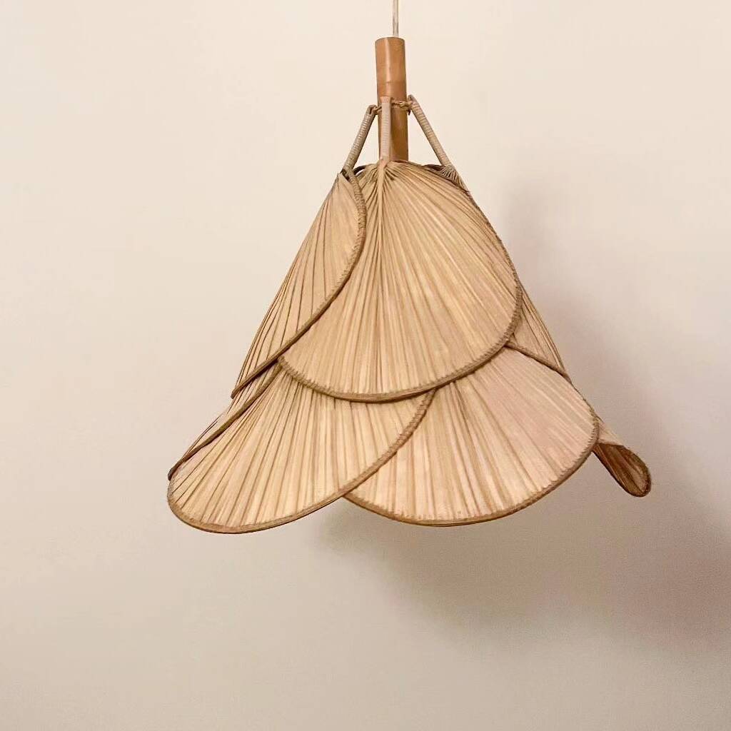 Uchiwa pendant light, in the style of Ingo Maurer, 1970s