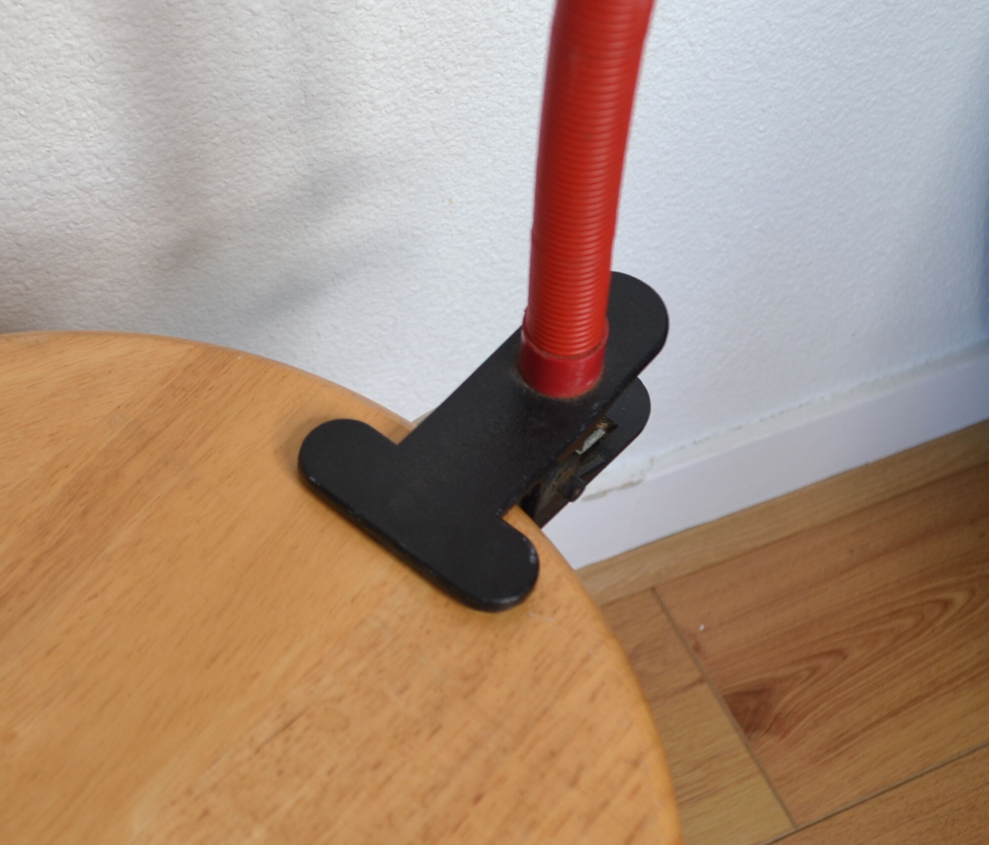 Red articulated clip-on desk lamp vintage
