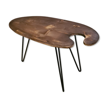 Table basse en forme de palette de peintre pieds en epingle h41x70x36